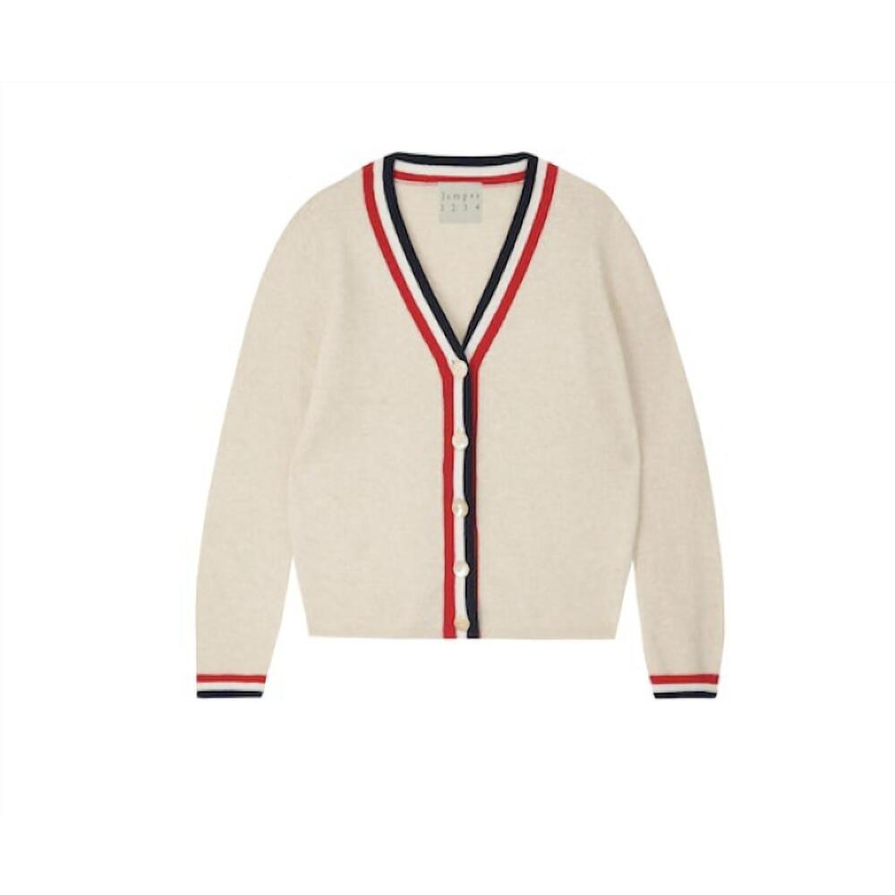 NEW JUMPER1234 women's stripe cardigan in oat